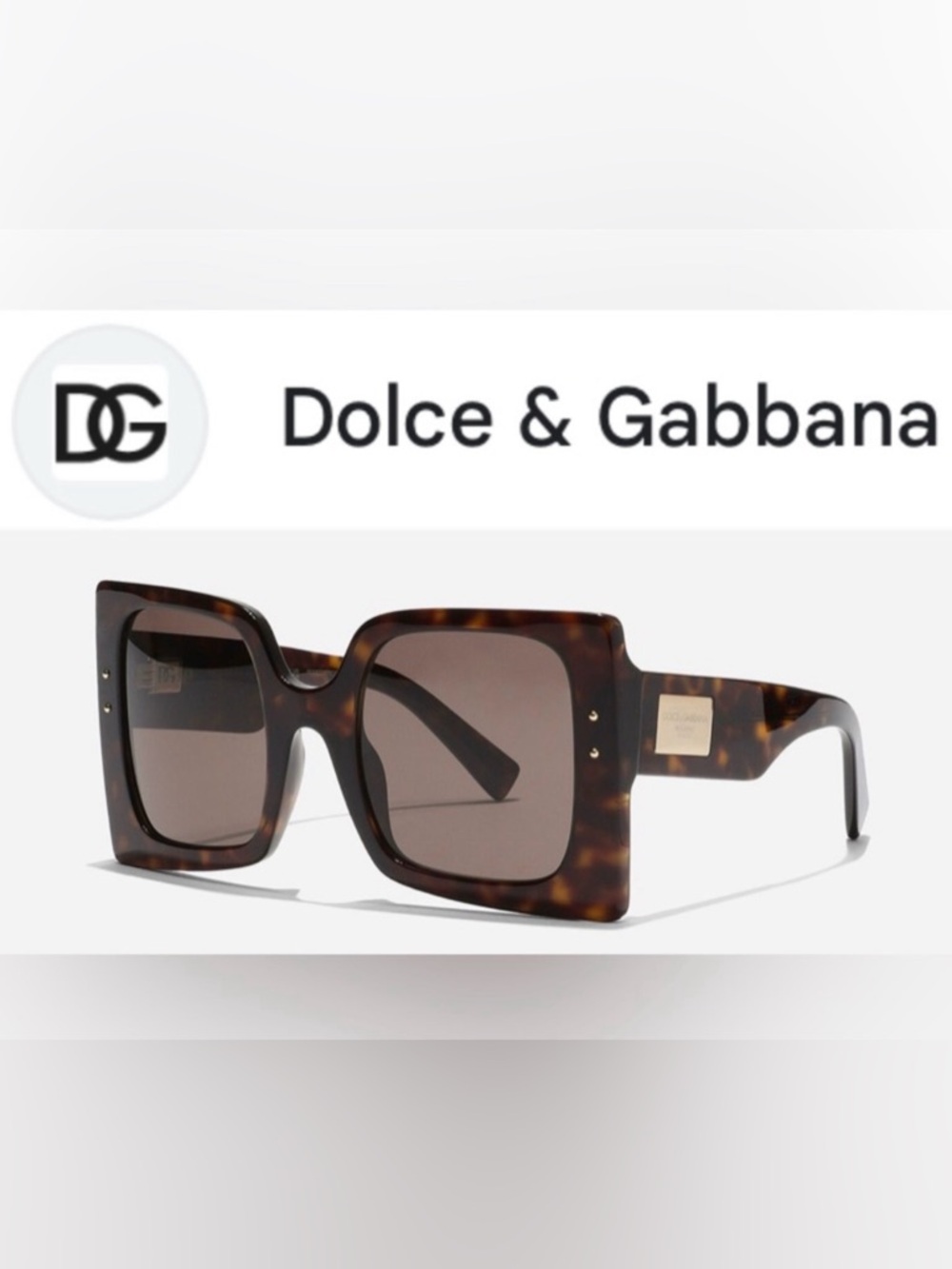 NWT [Dolce & Gabanna] DNA Oversized Squared Luxury Sunglasses in Havana